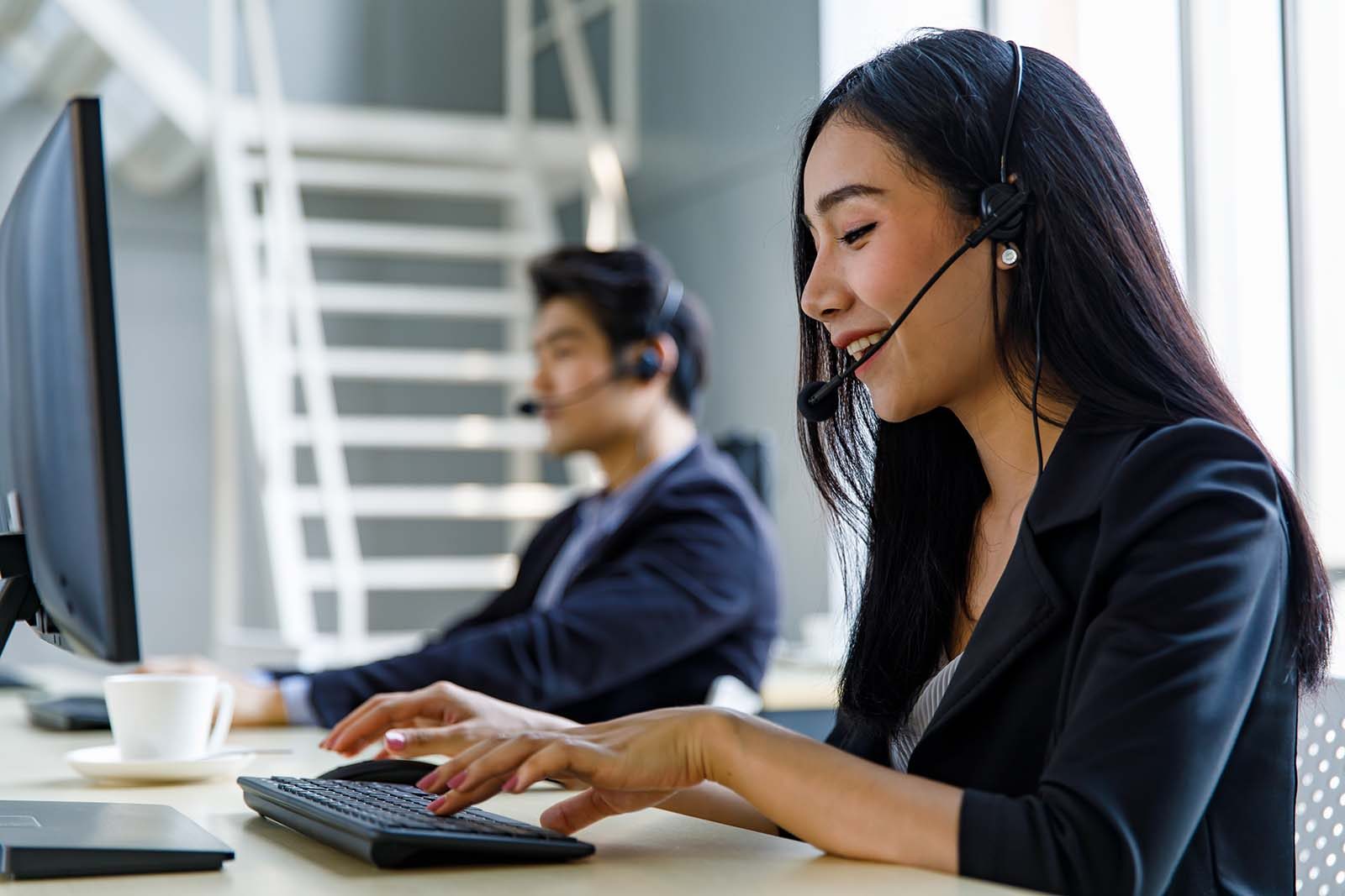 Agents using Call Center Solutions Software
